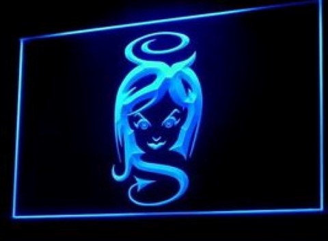 Sexy Lesbian Lady Tattoo Devil Piercing LED Neon Sign